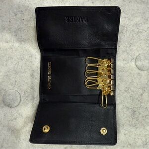 Vintage Danier Genuine Leather Key Holder with Gold Hardware